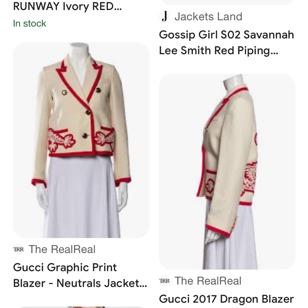 Gucci Ivory and Red Graphic Print Blazer